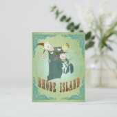 Rhode Island Staat Map - Green Postkarte (Stehend Vorderseite)