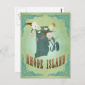 Rhode Island Staat Map - Green Postkarte (Vorne/Hinten)
