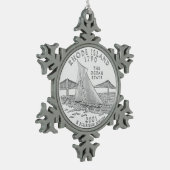 Rhode Island Staat Quarter Schneeflocken Zinn-Ornament (Links)