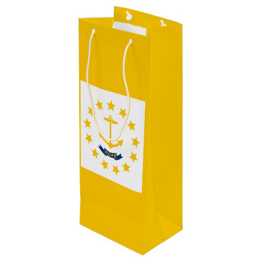 Rhode Island Staats-Flaggen-Entwurf Geschenktüte Für Weinflaschen (Rückseite Schrägansicht)