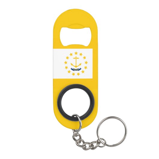 Rhode Island Staats-Flaggen-Entwurf Schlüsselanhänger Flaschenöffner (Rückseite)