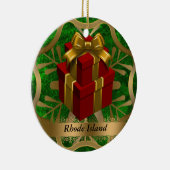 Rhode Island Staats-Weihnachtsverzierung Keramik Ornament (Rechts)