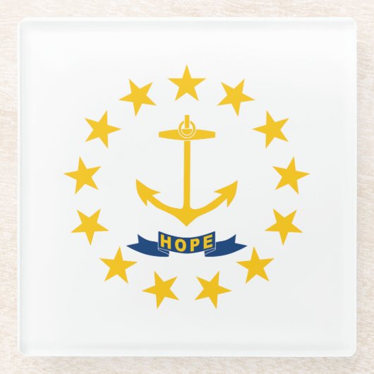 Rhode Island Staatsflagge Glasuntersetzer (Vorderseite)