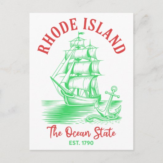 Rhode Island Travel Nautical Ocean State Est. 1790 Postkarte (Vorderseite)