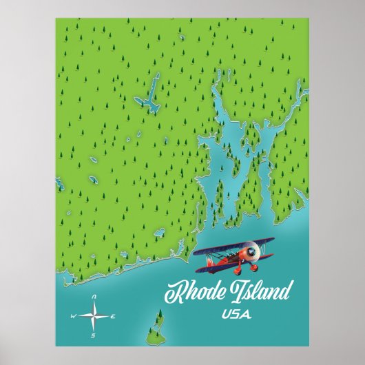 Rhode Island USA Karte Poster (Vorne)