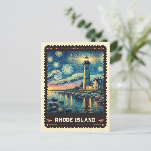 Rhode Island | Vincent Van Gogh Inspiriert Postkarte (Stehend Vorderseite)