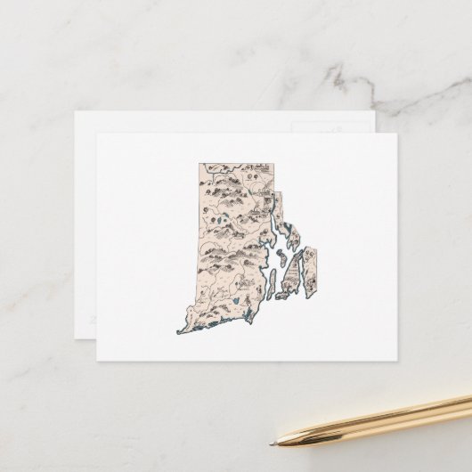 Rhode Island Vintage Bilderkarte Little Rhody Postkarte (Vorderseite/Rückseite Beispiel)