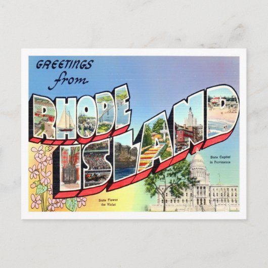 Rhode Island - Vintage Großbuchstaben Postkarte (Vorderseite)