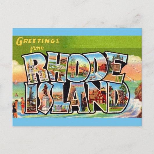 Rhode Island Vintage-Grüße Postkarte (Vorderseite)