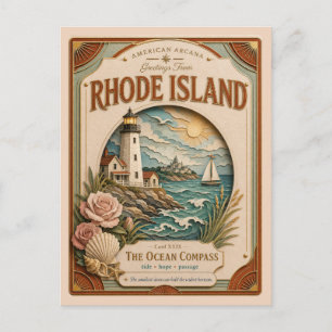 Rhode Island Vintage Paper Cut American Arcana Postkarte