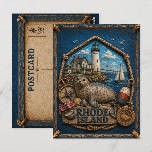 Rhode Island Vintage Reise Postkarte (Vorne/Hinten)