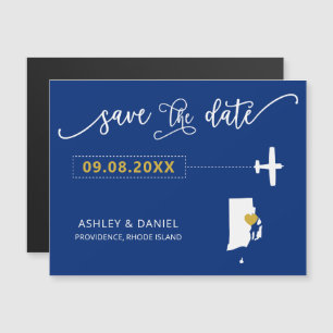Rhode Island Wedding Save the Date Card, Map Magneteinladung
