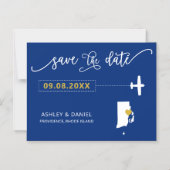 Rhode Island Wedding Save the Date Card, Map Magneteinladung (Vorderseite)