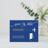 Rhode Island Wedding Save the Date Map Postcard Postkarte (Stehend Vorderseite)