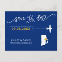 Rhode Island Wedding Save the Date Map Postcard