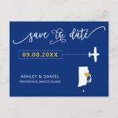 Rhode Island Wedding Save the Date Map Postcard Postkarte (Vorderseite)