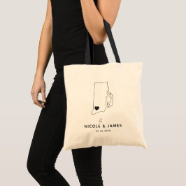 Rhode Island Wedding Welcome Bag Tasche, Black Map Tragetasche