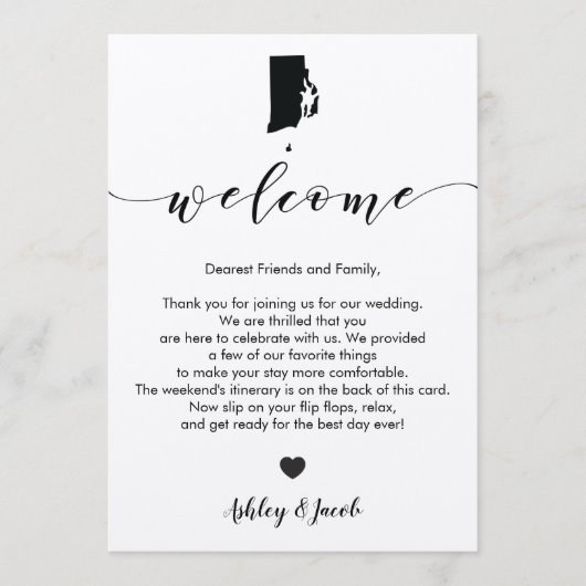 Rhode Island Wedding Welcome Letter & Itinerary Programm (Vorderseite)