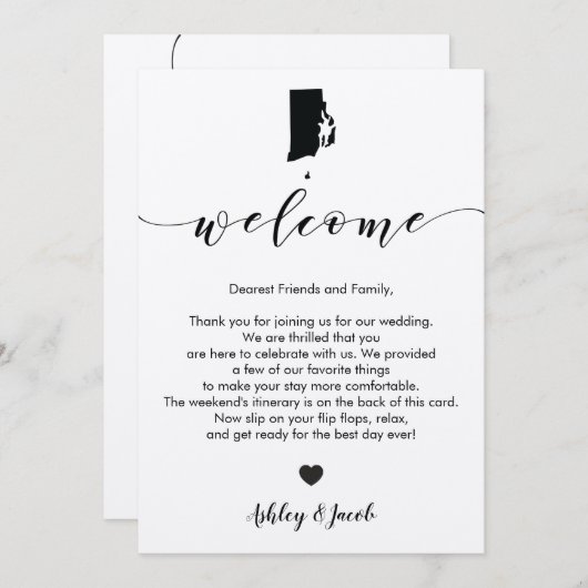 Rhode Island Wedding Welcome Letter & Itinerary Programm (Vorne/Hinten)