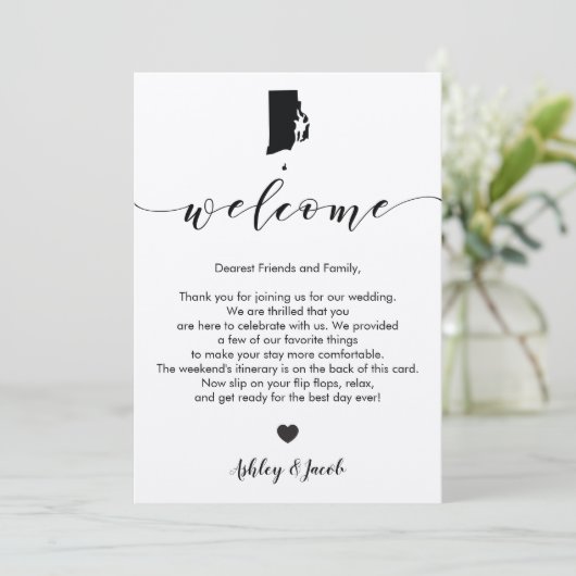 Rhode Island Wedding Welcome Letter & Itinerary Programm (Stehend Vorderseite)