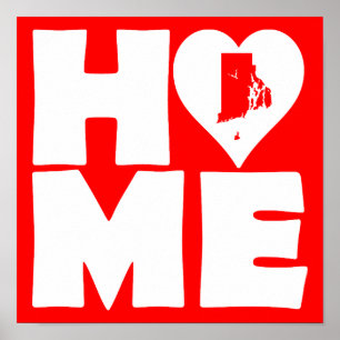 Rhode Island Zuhause Herz Staat Poster Schild