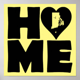 Rhode Island Zuhause Herz Staat Poster Schild