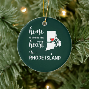 Rhode Island Zuhause ist das Herz Keramik Ornament