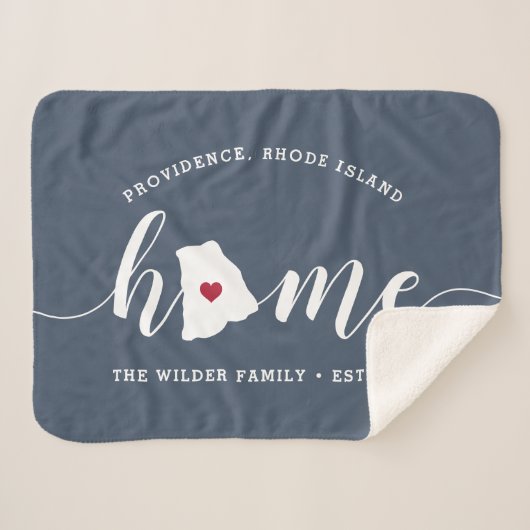 Rhode Island Zuhause Staat Personalisiert Sherpadecke (Vorderseite (Horizontal))