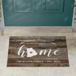 Rhode Island Zuhause Staat Personalisierte Holzsic Fußmatte