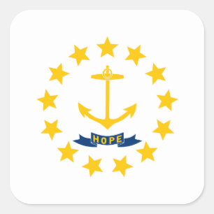 Rhode Islander Flag, Flagge der Insel Rhode Quadratischer Aufkleber