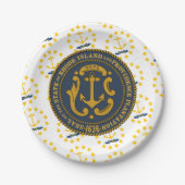 Rhode Islander Flagge & Siegel, Rhode Island Pappteller (Vorderseite)