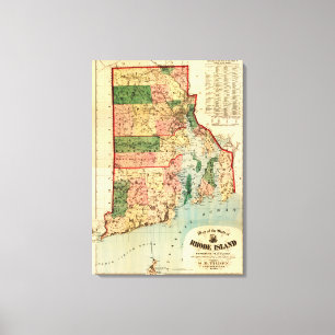 Rhode IslandPanoramic MapRhode Insel Leinwanddruck