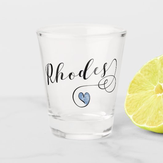 Rhodes Flag im Herzen Griechenlands Schnapsglas (Vorderseite)