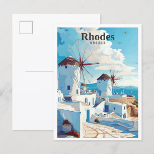 Rhodes Greece Art Vintage Travel Postkarte