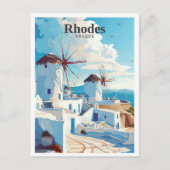 Rhodes Greece Art Vintage Travel Postkarte (Vorderseite)