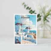 Rhodes Greece Art Vintage Travel Postkarte (Stehend Vorderseite)