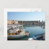 Rhodes, Greece Harbor Postcard Postkarte (Vorne/Hinten)
