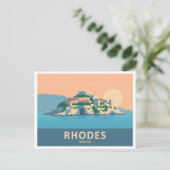 Rhodes Greece Pastel Travel - Mittelalterliche Alt Postkarte (Stehend Vorderseite)