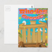 Rhodes Greece Reiseplakat. Postkarte (Vorne/Hinten)