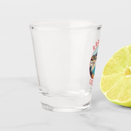 Rhodes Greece Retro-Distressed Circle Schnapsglas (Links)