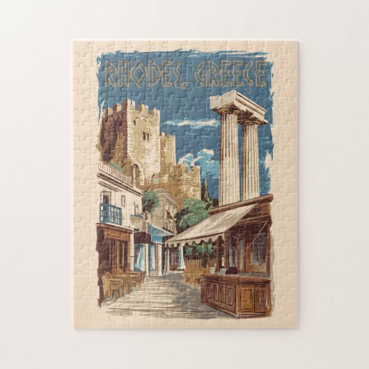 Rhodes Greece Ruins Trains Art Vintag Puzzle (Vertikal)