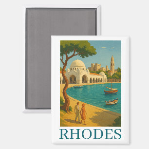 Rhodes Greece Vintage Reisen Art Magnet