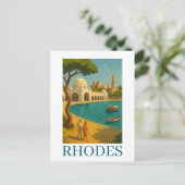 Rhodes Greece Vintage Reisen Art Postkarte (Stehend Vorderseite)