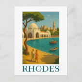 Rhodes Greece Vintage Reisen Art Postkarte (Vorderseite)