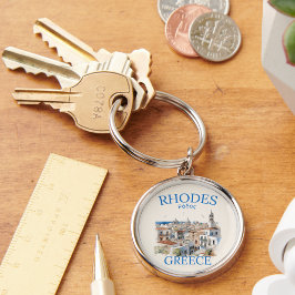 Rhodes Greece Watercolor – Greek Island Gift Schlüsselanhänger