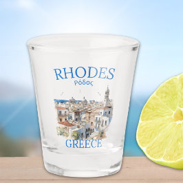 Rhodes Greece Watercolor – Greek Island Souvenir Schnapsglas