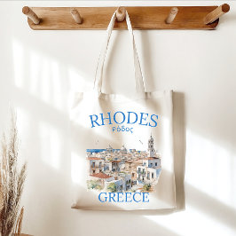 Rhodes Greece Watercolor – Greek Island Souvenir Tragetasche