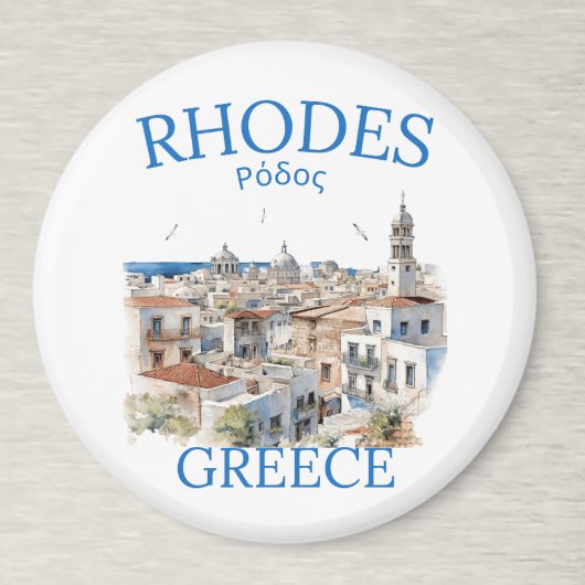 Rhodes Greece Watercolor Landscape – Souvenir Magnet