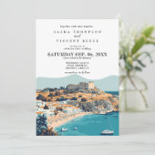 Rhodes Greece Wedding Invitation Retro Einladung (Stehend Vorderseite)