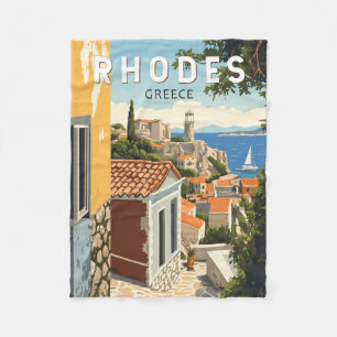 Rhodes Griechenland Altstadt Reisen Vintag Fleecedecke
